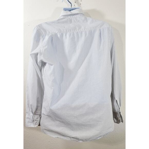 Fossil White Blue Striped Pointed Collar Button Up Shirt Medium Lightweight Soft - Picture 2 of 7